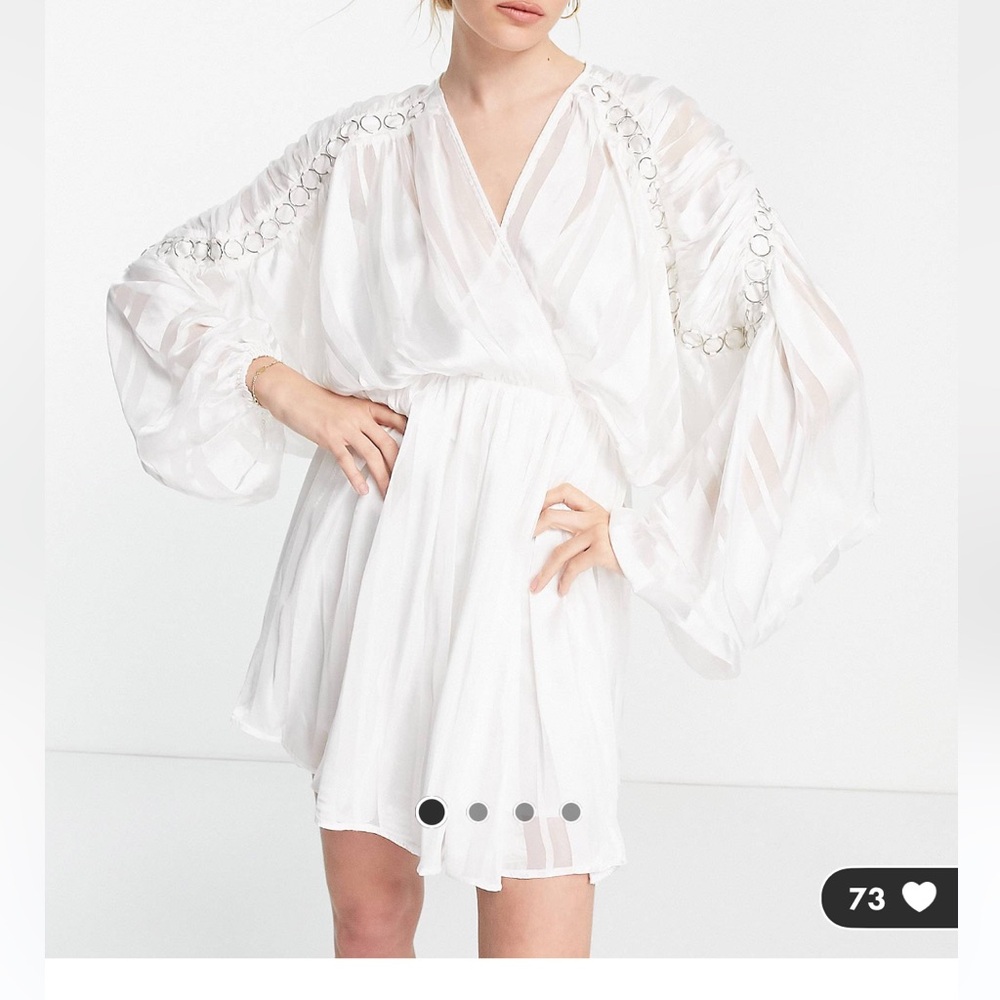 ASOS Design Satin Stripe Blouson Mini Dress - Picture 2 of 7